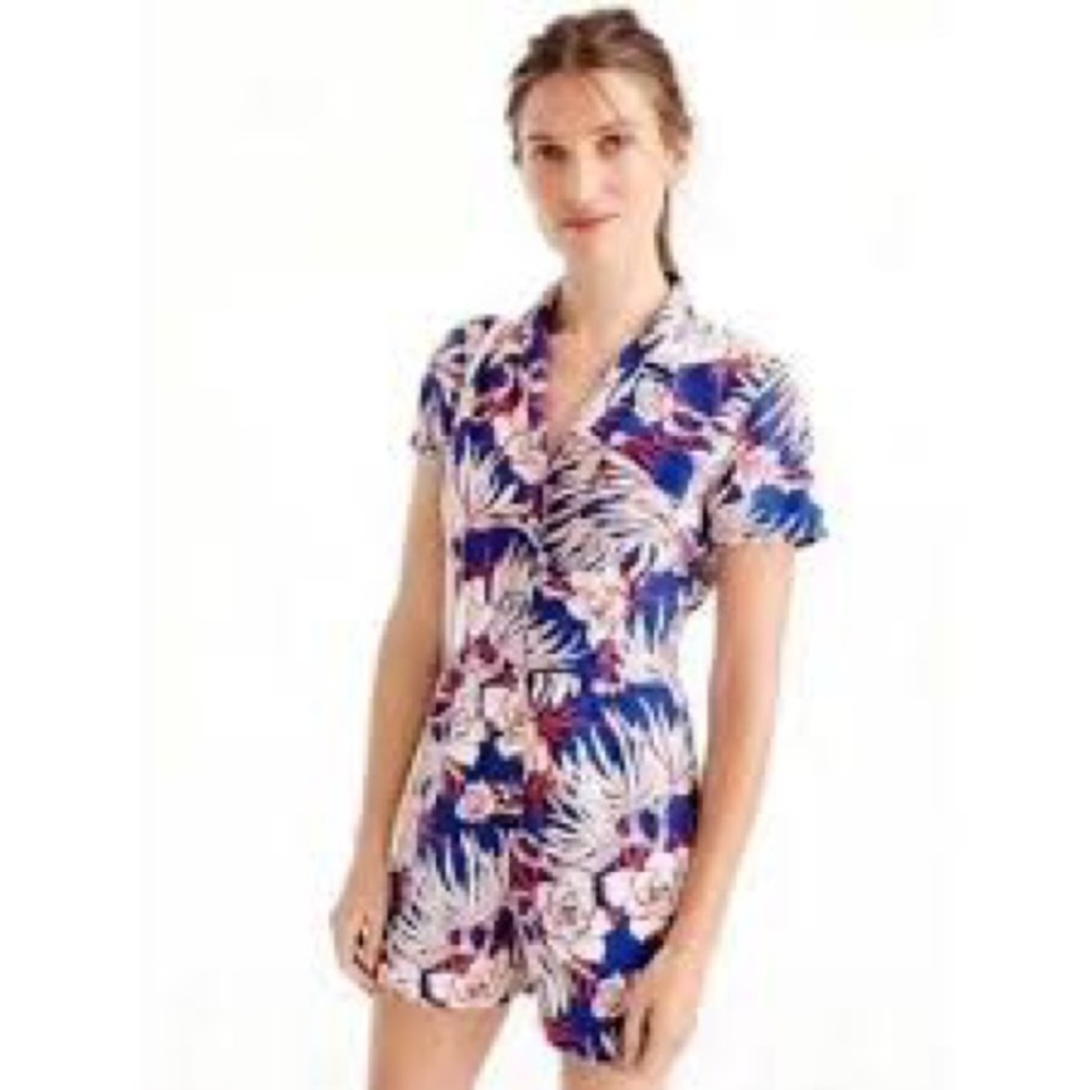 J CREW Floral Button Down Romper Shorts, Hawaiian Floral Print 🌺